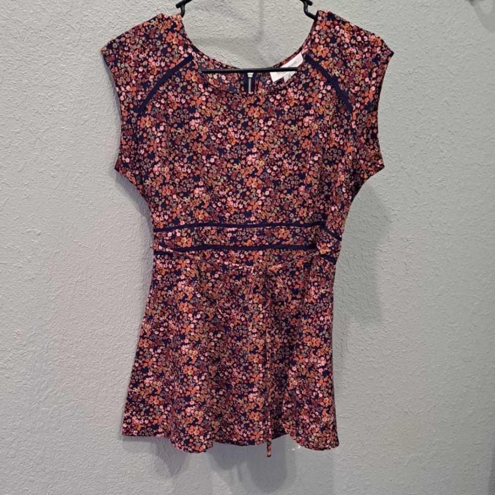 Motherhood Maternity Maternity Cap Sleeve Peplum Blouse with Contrast Piping